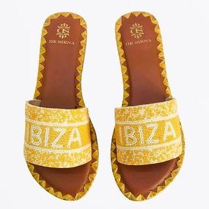 Gorgeous De Siena Ibiza Hand Beaded Sandal - Yellow Size 9 EUC